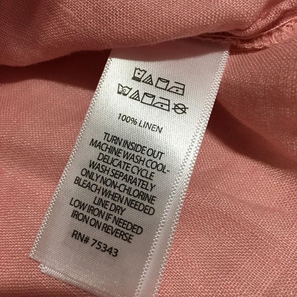 Sigrid Olsen Blouse Womens XS Pink Linen Pintuck V-Neck 3/4 Sleeve - Picture 3 of 6
